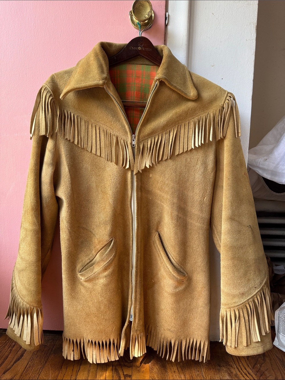 Vintage Fringed Suede Cowboy Western Jacket - Tan Men’s Medium Coat